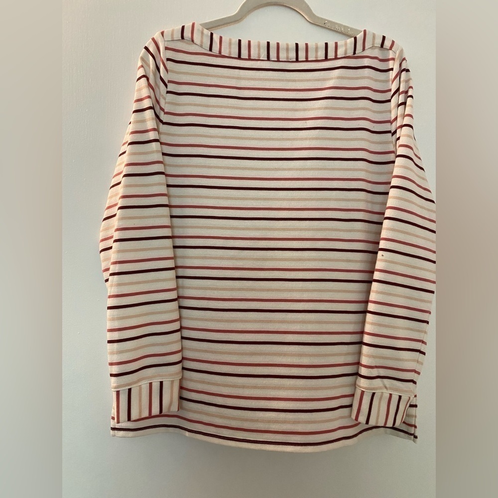 Talbots bateau pullover top. Size Large.  Long sleeves. White with stripes. - Picture 4 of 10